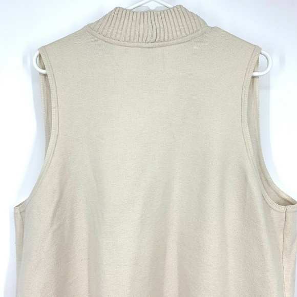 Chicos Pocket Sweater Vest Beige Sleeveless Ribbed Knit Cardigan - Picture 7 of 8